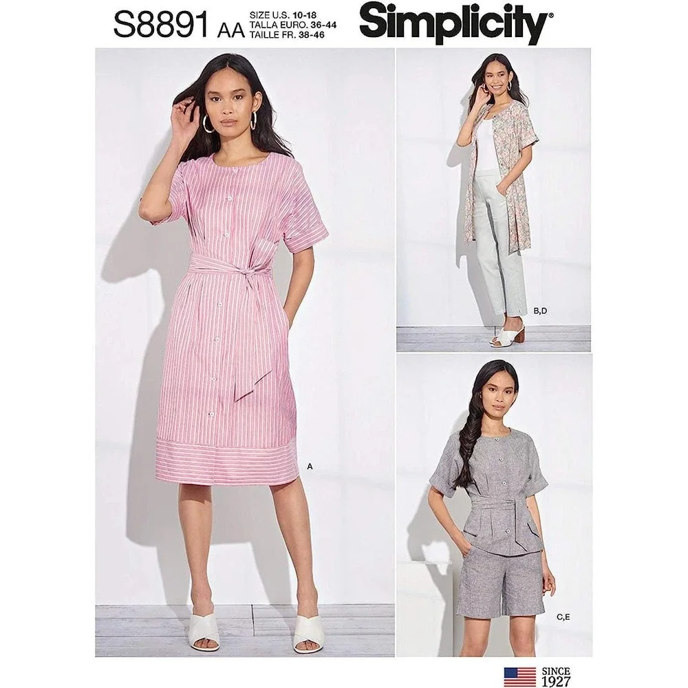 Simplicity‎ Sewing Pattern 8891 10144 Dress Pants Shorts Top Plus Size 20W-28W